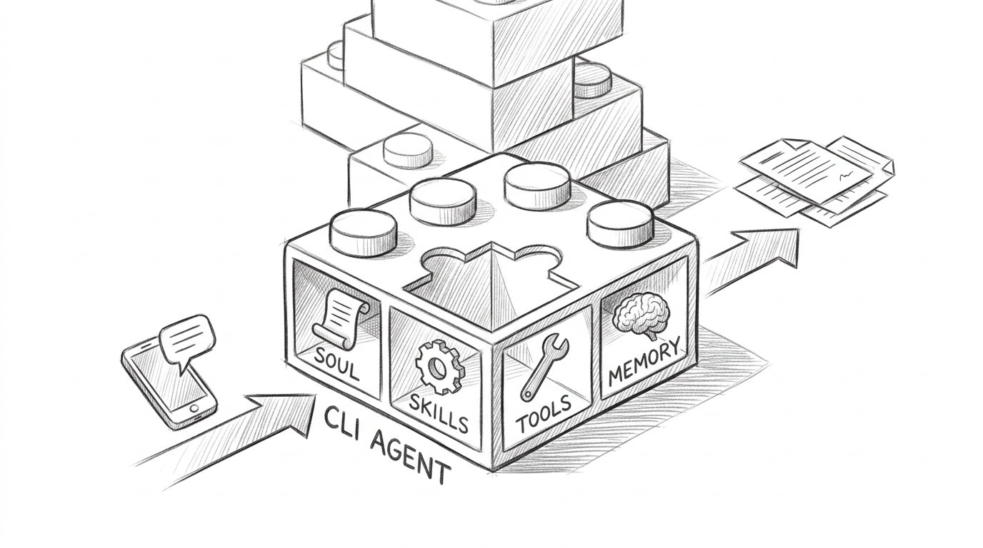 Hand-drawn pencil sketch showing a single LEGO-style brick labeled 